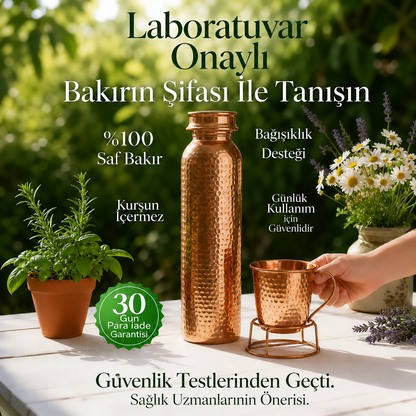 %100 saf bakır matara doğal su şişesi