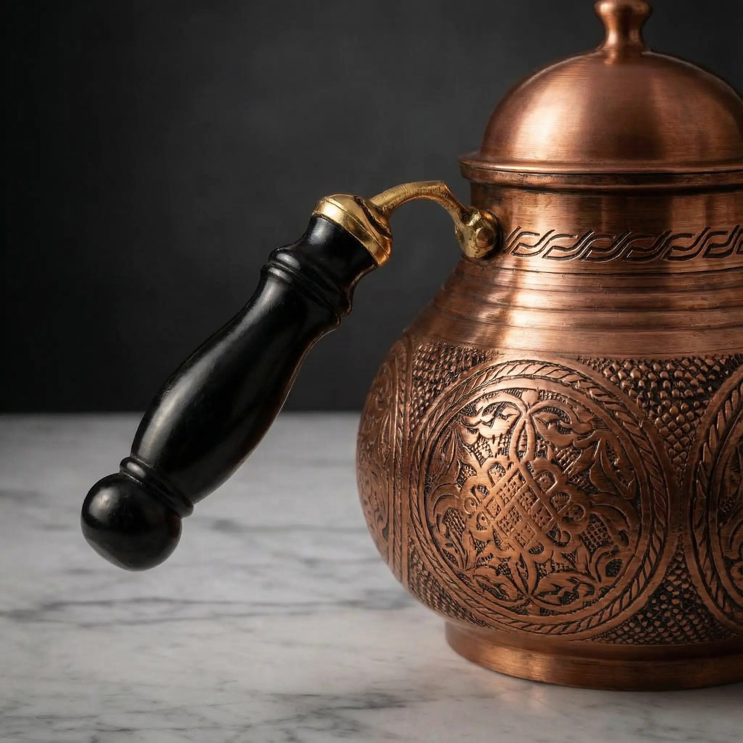 Özel İşlemeli Bakır Çaydanlık