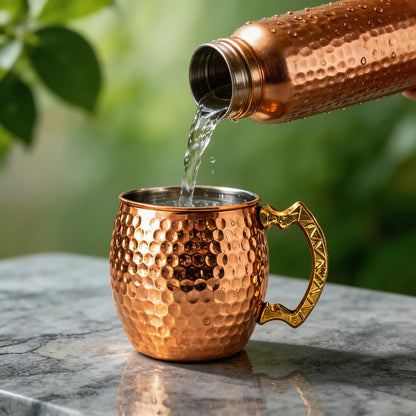 Bakır Kupa Bardak İşlemeli (350 ml)